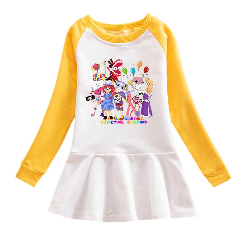 Korean Style Girls' Cartoon Long Sleeve Princess Dress - Mesh Skirt (Spring & Autumn 2026)