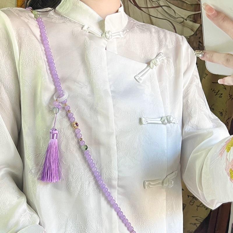 New Chinese Crossbody Chain Multi-Layer Necklace Long Beaded National Style Fringed Pendant Back Chain Versatile National Style