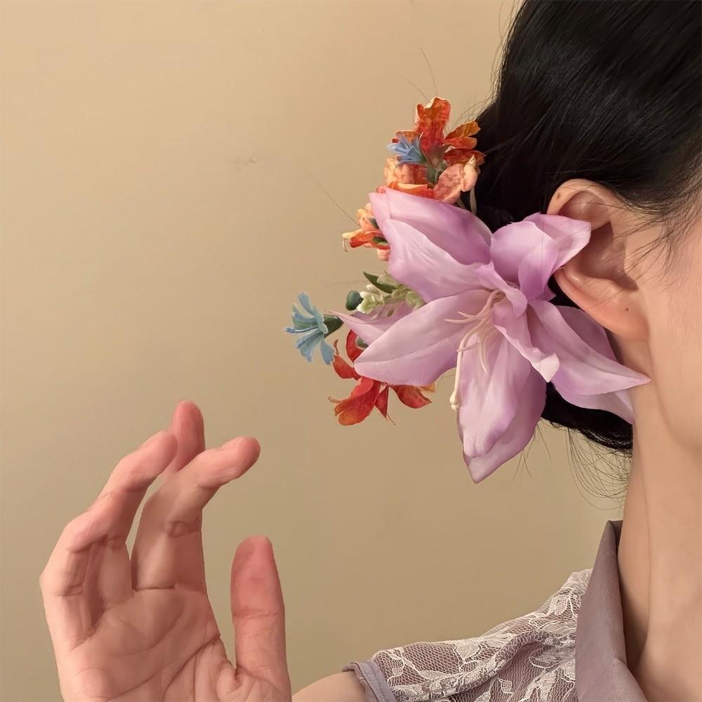 Elegant Fairy Flower Hair Stick Simulation Flower Hairpin Thai Hair Fork Bohemian Side Clip Bride Hair Accessories Daily