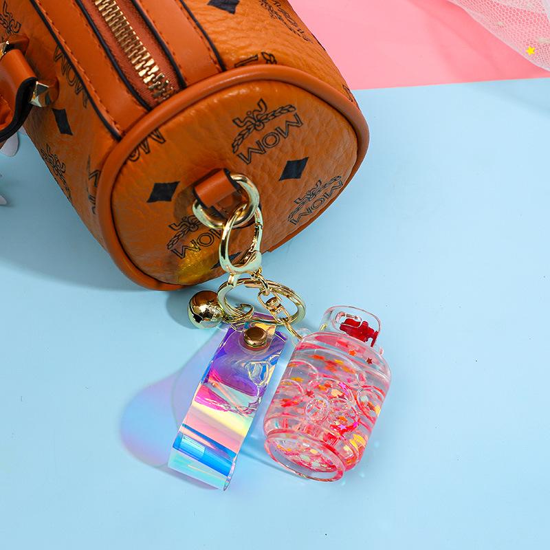 Luminous Acrylic Gas Tank Quicksand Keychain Pendant - Small Gift Decoration
