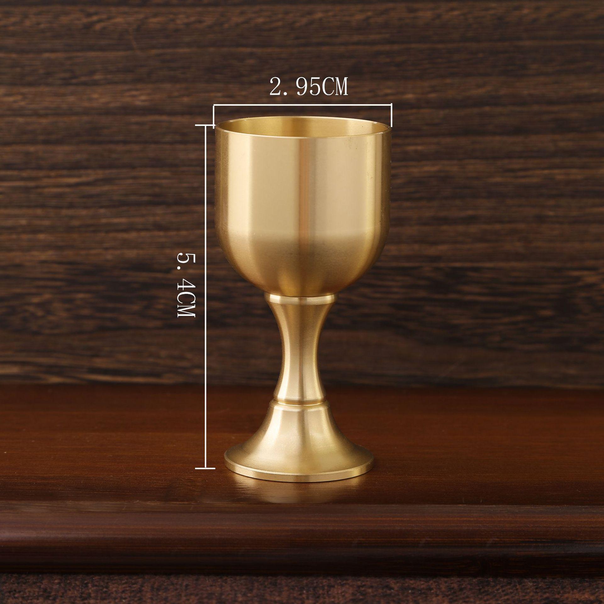 Alloy High-Footed Copper Wine Cup for Guan Gong and God of Wealth Worship