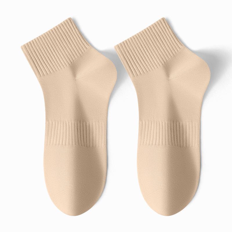 Male Spring and Summer Solid Color Vertical Bar Movement Antibacterial Breathable Non Slip Short Tube Cotton Socks