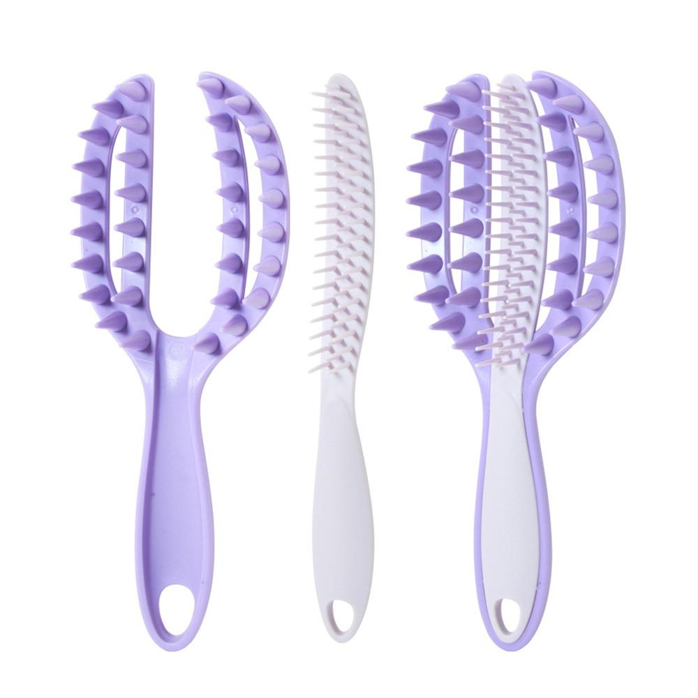 

Pink Purple Massage Comb Plastic Openwork Comb High Quality Hair Straightening Comb Wash Hair