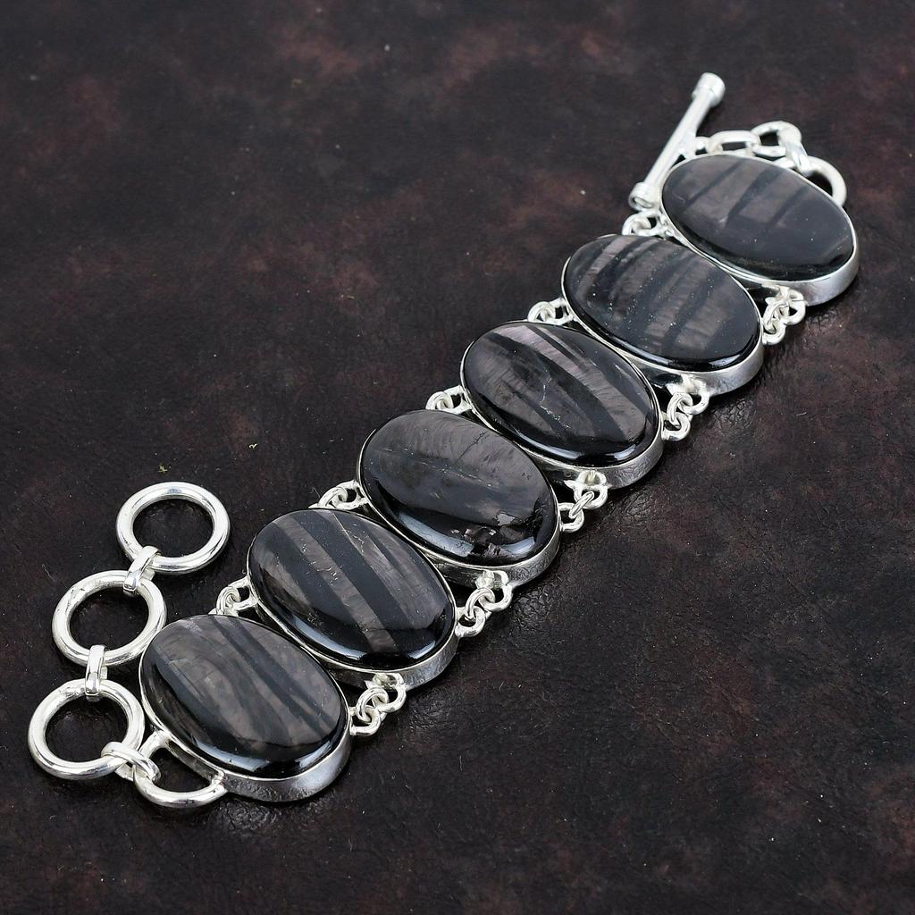 Hypersthen Edelstein Armband antiker handgefertigter Schmuck 925 Sterlingsilber Armband verstellbares Kettenarmband Damenarmband Verlobungsgeschenk