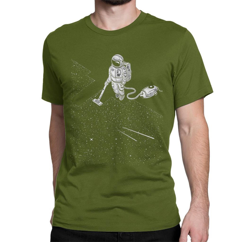 Astronaut Space Vacuum Cleaner T Shirts Men Women Cotton Novelty T-Shirt Round Collar Tees Short Sleeve Clothes Plus Size