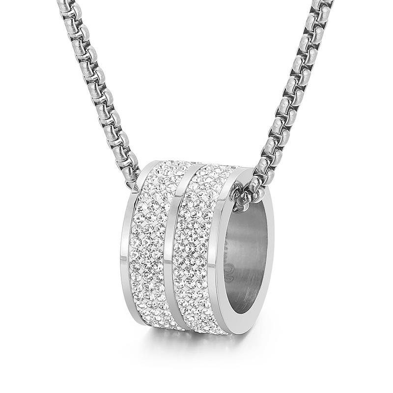 Punk Fashion Gold Color Zircon Pendant Neckalces Men Women Hiphop Titanium Stainless Steel Rhinestone Choker Necklace Jewelry