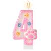 Dog and Cat 3rd Birthday Candle Paw Cake Topper Cupcake Decorations for Pet Theme Party Decor Anniversary Celebrations Supplies