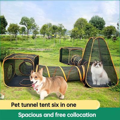 6-in-1 Portable Outdoor Pet Tame Cage Tunnels Houses Portable Foldable Kit for Cats Dogs Enclosure Play Tent Pen Pet Products