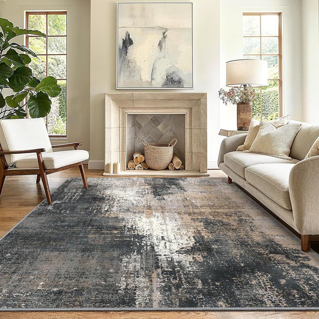 Severský Abstraktní Koberec do Obývacího Pokoje Odolný proti Nečistotám Rohožka na Balkon Koberec s Velkou Plochu a Vysokým Vlasem do Ložnice