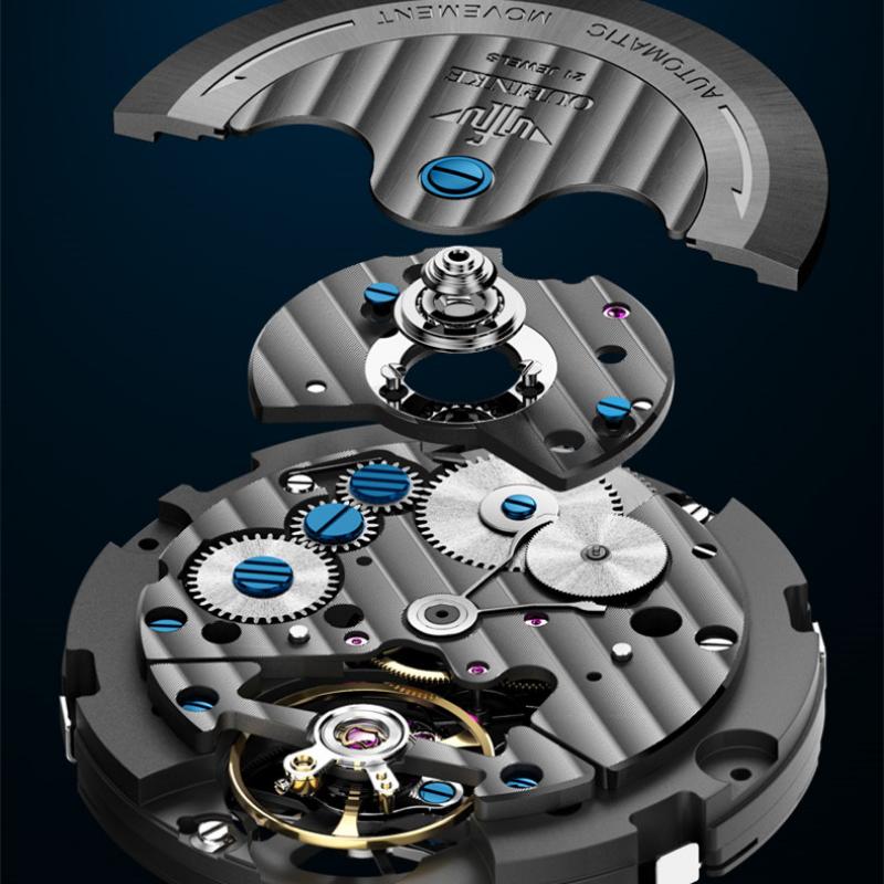 OUPINKE New Business and Leisure Men's Watch Automatic Mechanical Watch Hollow Movement High-end Watch