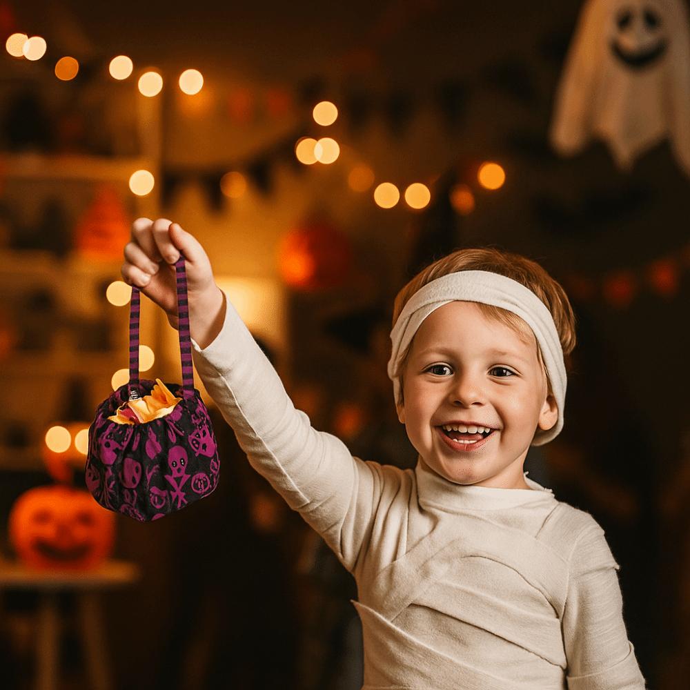 Cloth Halloween Candy Bag Trick or Treat Stuffed Cotton Tote Bags Funny Pumpkin Candy Bucket  Party
