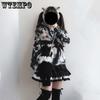 WTEMPO Fuste Lolita din dantelă Kawaii Femei Harajuku Vintage Volane Patchwork cu talie elastică Mini-fuste Moale Fată japonez Streetwear