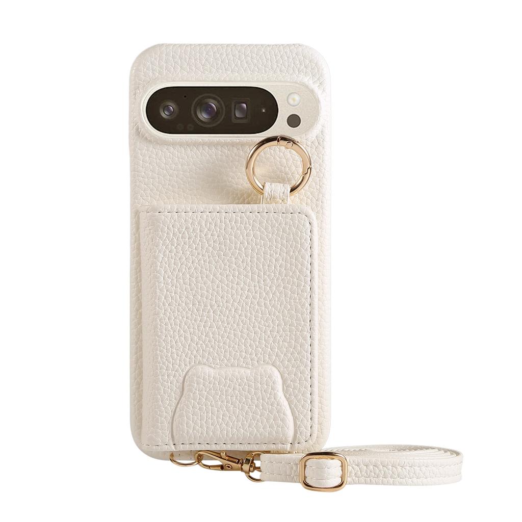 Crossbody Cards Solt Leather Wallet Mirror Ring Holder Case Google Pixel 9 Pro XL 8 8Pro 8A 7 6 7A 6A Long Lanyard Cute Cover