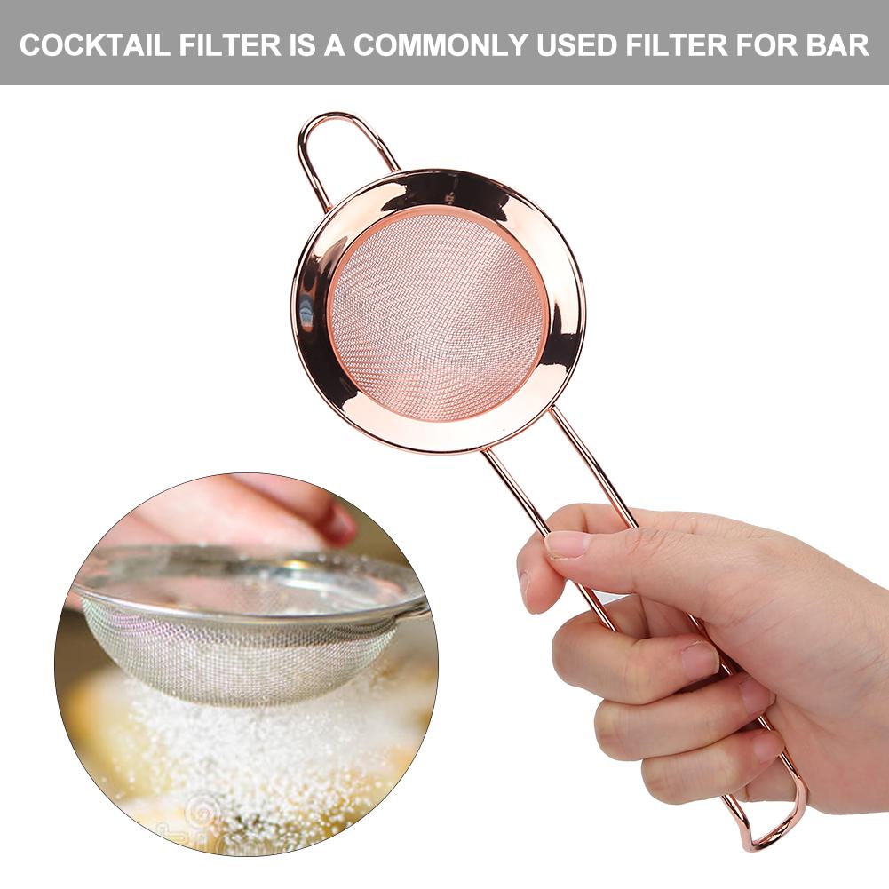 Stainless Steel Cone Shape Cake Powder Filter Cocktail Mesh Strainer Bar AccessoriesRose Gold