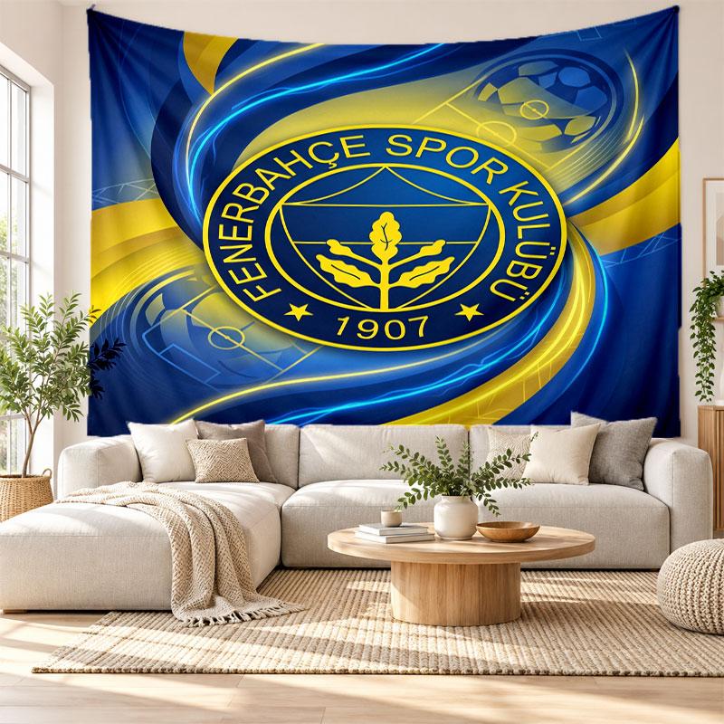Arazzo da Parete FC Fenerbahçe, Appeso da Parete in Tessuto Morbido, Sfondo Decorativo per Camera da Letto Arte da Parete per la Casa