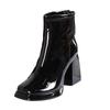 Damen High Heels 2025 Herbst und Winter neu eckige Spitze dicker Absatz wasserdichte Plateausohle Internet-Berühmtheit Temperament Nische Martin Stiefel Damen