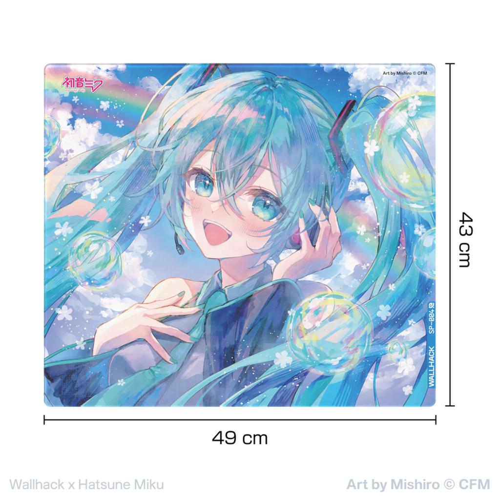 Wallhack Hatsune Miku Collaboration Glass Gaming Mouse Pad SP-004 Summer Miku Design Large 49x43cm Professional Speed Surface