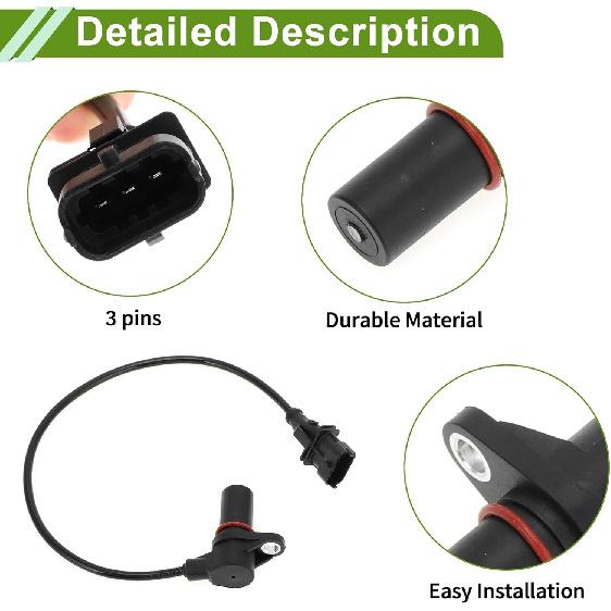 No.5066882AA Crankshaft Position Sensor for Jeep Liberty 2.8 Diesel 05-06 Sturdy Black Engine Crank CKP Sensor Metal Plastic 1 Pc