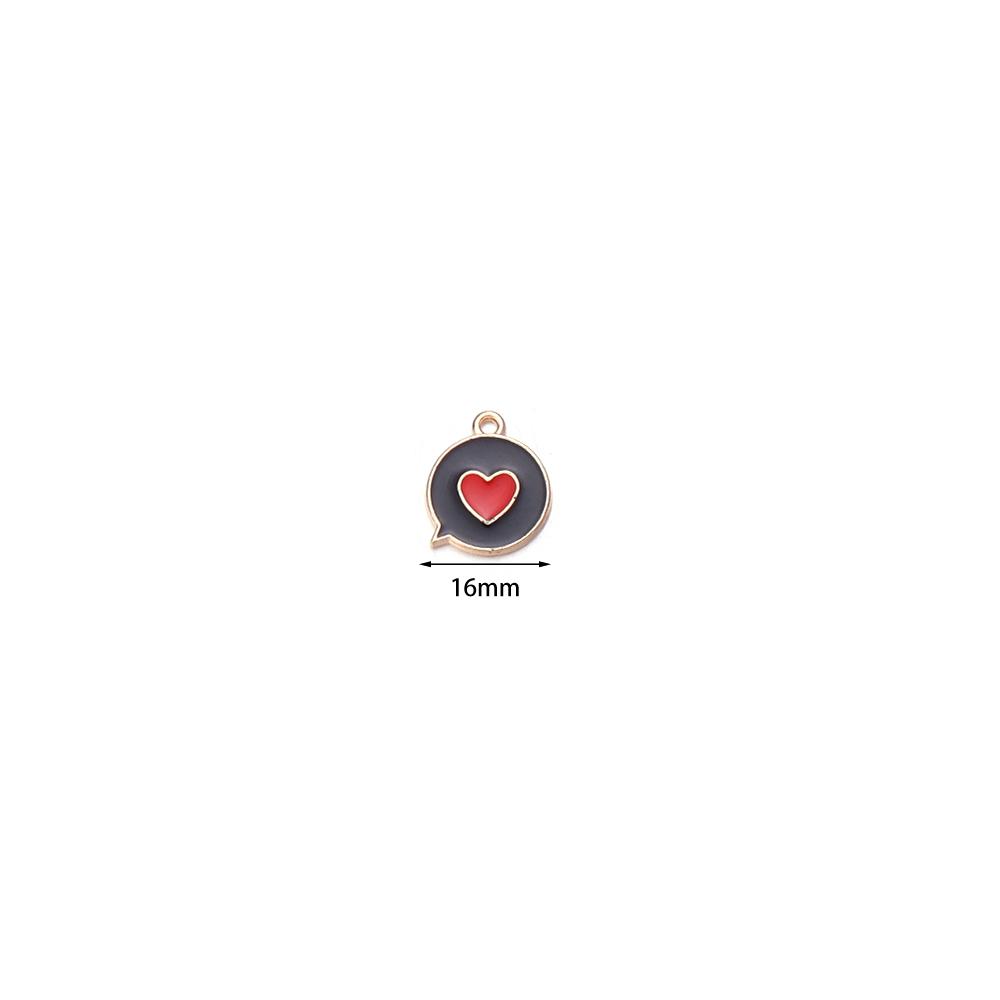 10Pcs/Lot 16mm Alloy Pendant Single Sided Oil Dropping Heart Pendant For Jewelry Making Diy Exquisite Necklace Accessorie