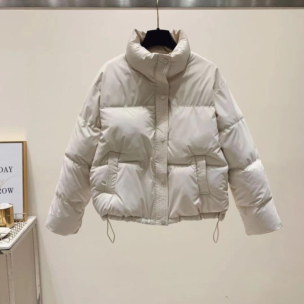Glossy leave-in PU leather down cotton-padded clothes women's short stand-up collar new small bread clothes cotton-padded jackets trendy