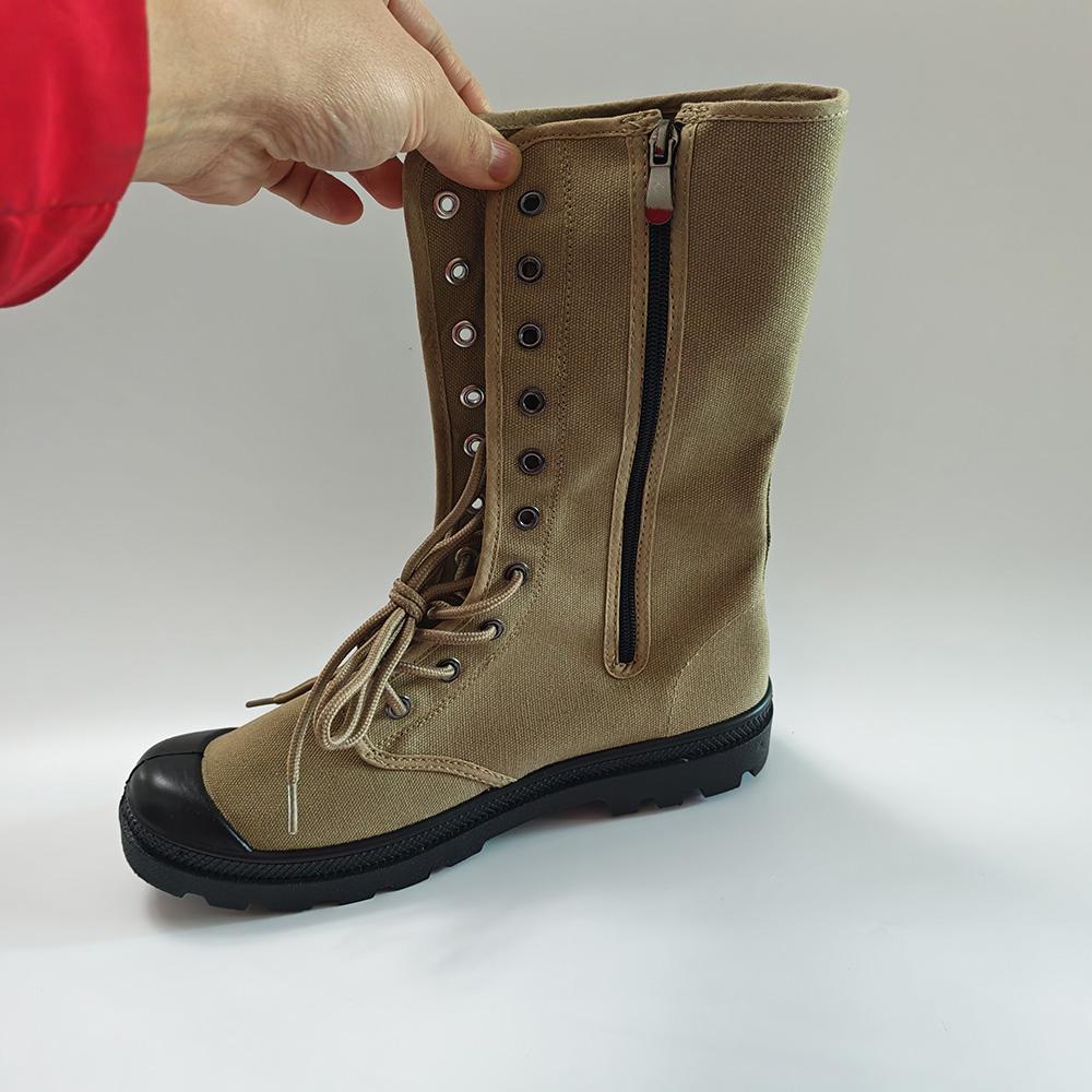 Herren Segeltuchstiefel Militärstil Hohe Wüstenstiefel Seitenreißverschluss Outdoor Wanderschuhe Atmungsaktiv Rutschfest