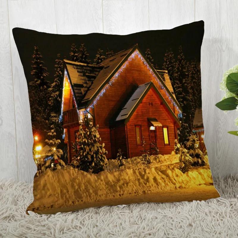 Custom Decorative Pillowcase Christmas Square Zippered Pillow Cover 35X35,40x40,45x45cm(One Side)