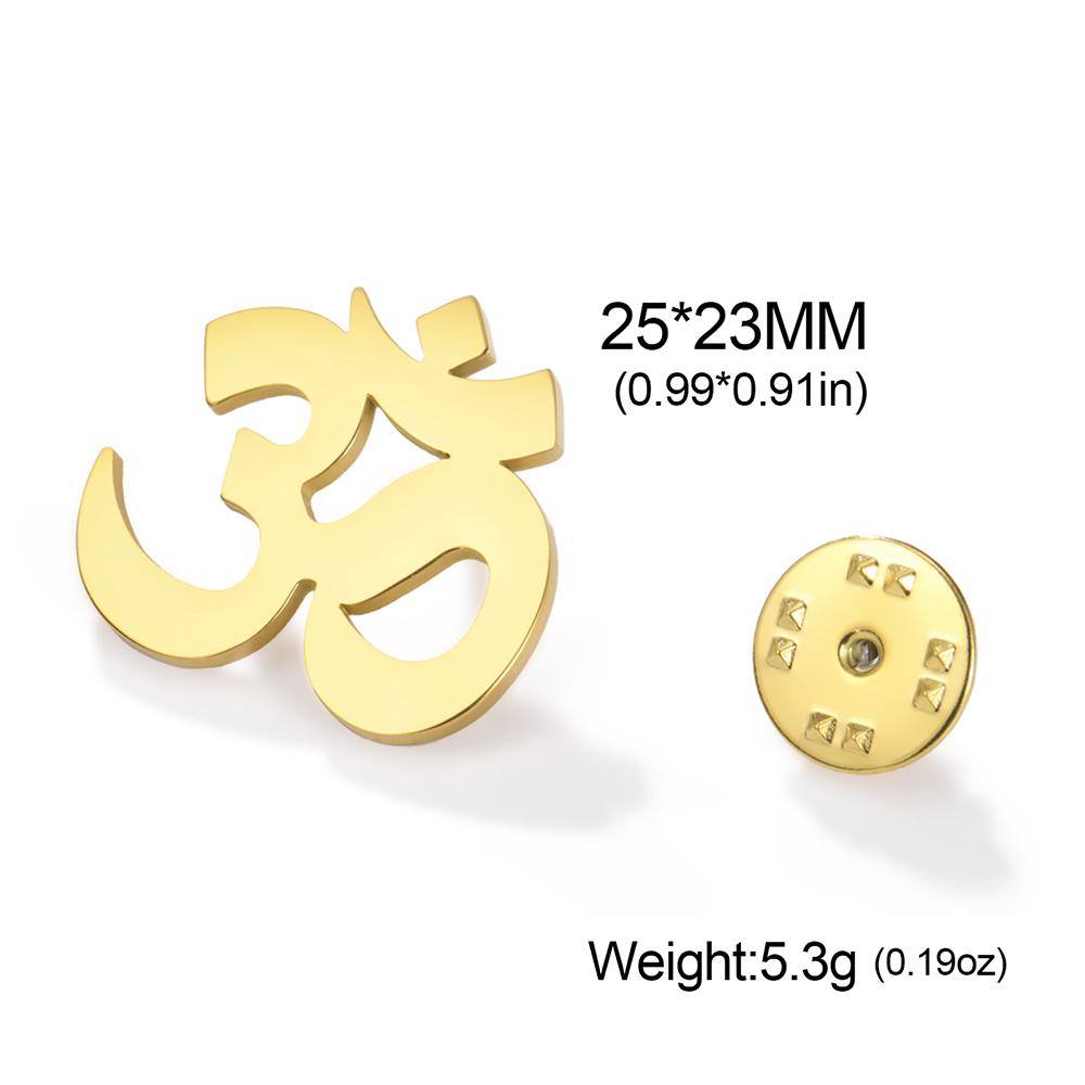 Dawapara Sanskrit Symbol Om Aum Ohm Brosch Yoga Smycken Hinduisk Andlig Amulett Rostfritt Stål Knapphålsmärken