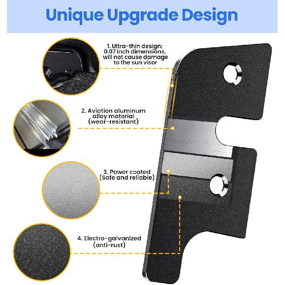 Sun Visor Repair Kit,Upgrade Wrangler Visor Repair Kit Aluminum Alloy Sun Visor Clips Replacement for Jeep Wrangler JK 2018/Wrangler 2018-/Gladiator