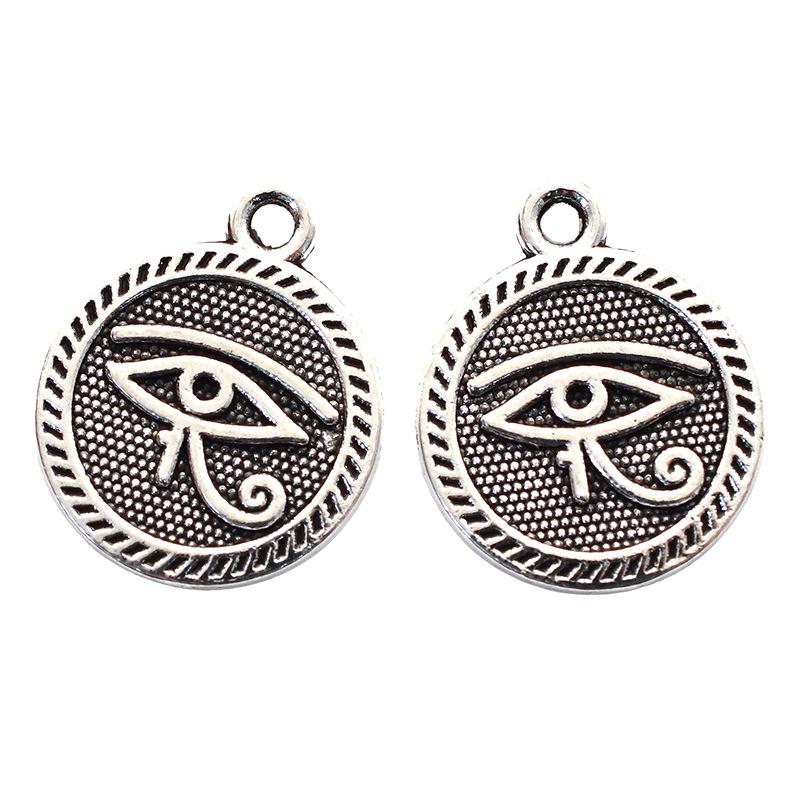 DIY Alloy Jewelry Accessories: 16 Antique Silver Horus Eye Pendants Set