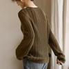 Firstview Women's Round Neck Hollow-Out Knit Sweater FV24D1192