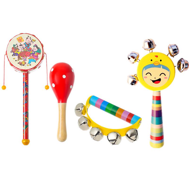 Wooden Baby Rattle Toy for Newborns and Toddlers (0-12 Months) - Grasping & Early Education Puzzle Handbell