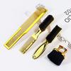 Golden Hair Salon Styling Brush Set, Haircut Neck Brush, Nylon Cleaning Brush, Flat Haircut Comb, Special for Real Hair Wigs