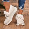 Women's Winter European & American Style Fuzzy Snow Boots - Bow Accent, Warm, Thick-Soled, Plus-Size, Fleece-Lined