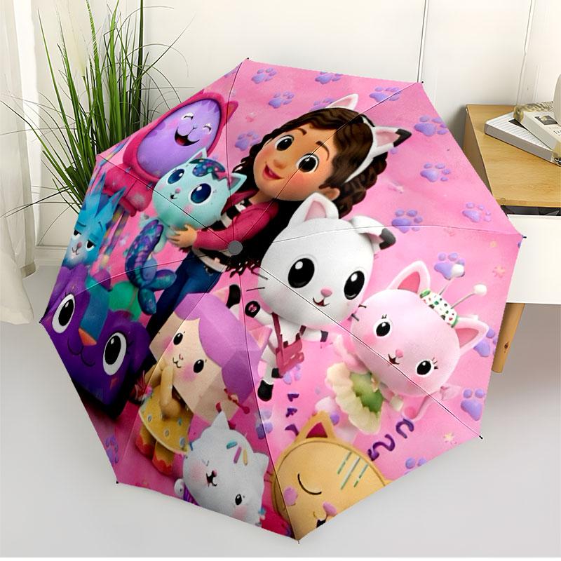 Gabby's Dollhouse Print Automatic Open Close Umbrella, Portable Foldable Umbrella, for Outdoor Commute Camping Trip, Ideal Birthday Gift