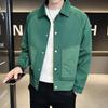 Men's Korean-Style Contrast Stitching Twill Jacket - Trendy 2023 Spring/Autumn Green Fashion.