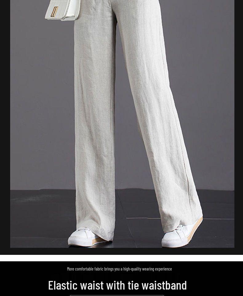 Pure Cotton High-Waisted Wide-Leg Pants for Women, Loose Drapey Fit, Perfect for Spring/Summer 2026.