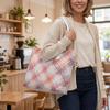 Stylish Plaid Tote with Soft Straps Lightweight Versatile Shoulder Bag for Daily Use