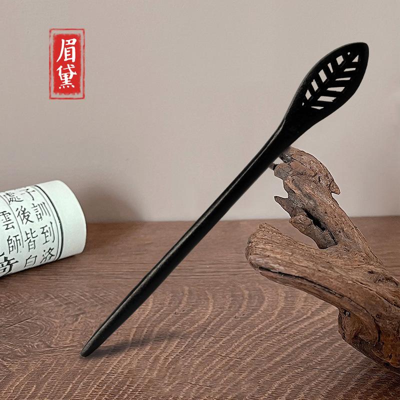 Traditionelle schwarze Haarstäbe aus Holz im chinesischen Stil, Haarnadeln, geschnitzte Haargabel aus Holz, Vintage-Essstäbchen, Kopfbedeckung für Frauen, Schmuck