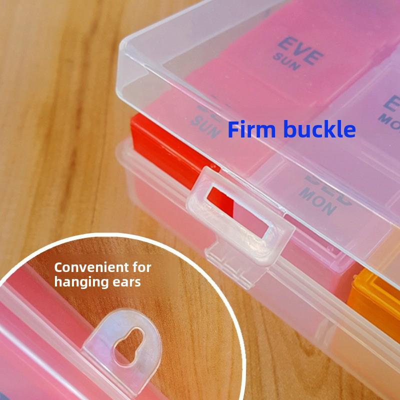 Erhältlich: Wöchentlicher Pillen-Organizer mit großer Kapazität und 28 Fächern in Regenbogenfarben