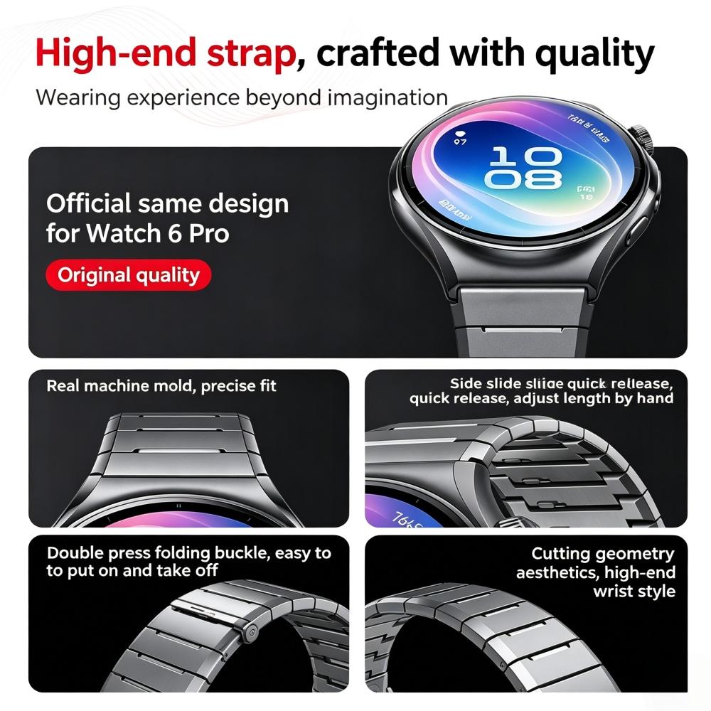 Titanium Strap For HUAWEI WATCH GT 6 Pro 46mm Accessories Wrist Metal Bracelet Correa Pulseras HUAWEI GT6 Pro Band