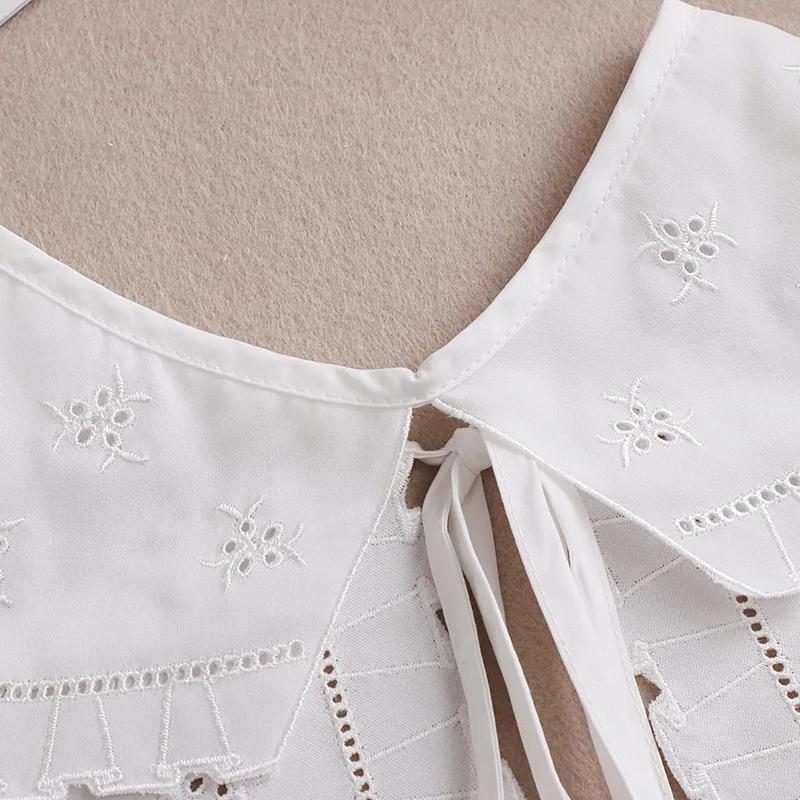 Big Lapel Doll Fake Collar for Women Flower Hollow Shawl Wrap Removable Detachable Female False Collar Sweater Decoration
