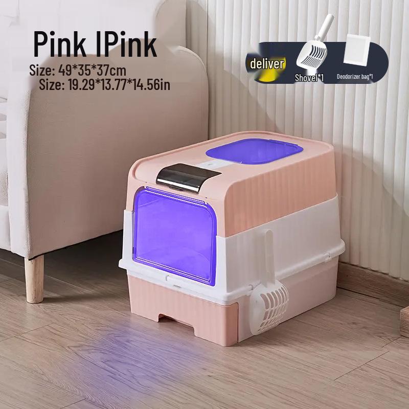 Extra-Large Fully Enclosed Cat Litter Box with Drawer and Anti-Splash Design