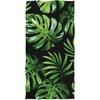 Artistic Green Palm Leaves Beach Towel, Black Tropical Pattern Quick Dry Absorbent, Lightweight Sand Free Travel Pool Essentials