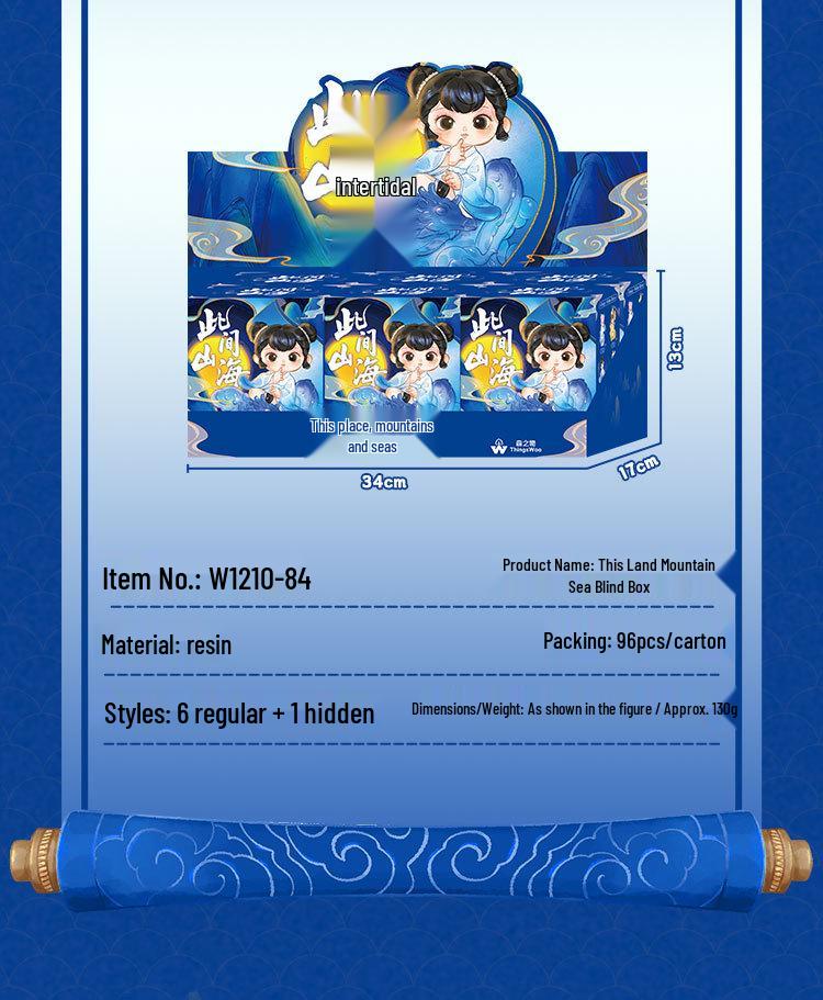 Kreative Verzierung im antiken Stil: Berg- und Meeresdesign Schreibtischdekoration - Niedliches Mädchengeschenk Blind Box