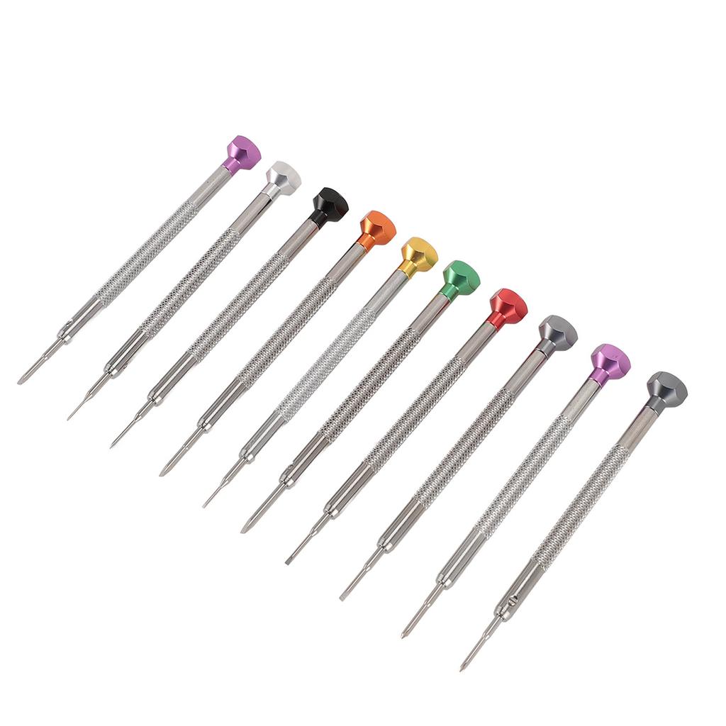 10 szt. Miniaturowy Zestaw Śrubokrętów Aluminium Stal Nierdzewna Krzyżowy Płaski Zestaw Śrubokrętów do Naprawy Zegarków Biżuterii