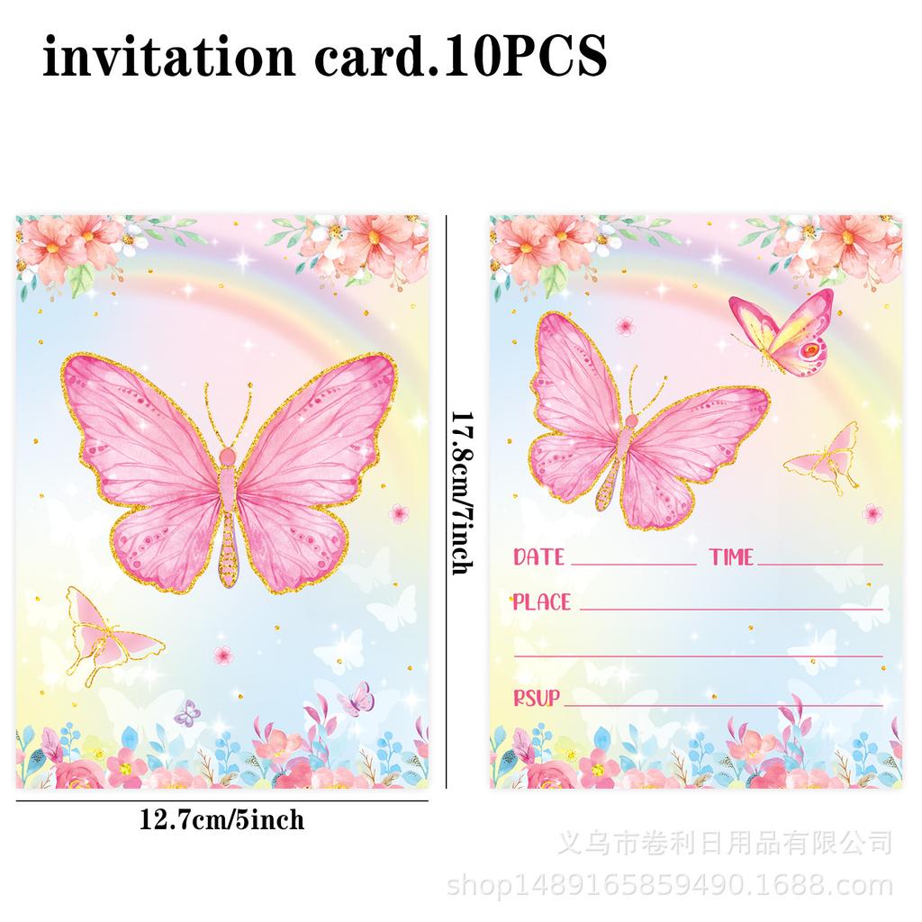 Butterfly Theme Party Supplies Party Decoration Windshield Flag Disposable Tableware Paper Plate Paper Cup