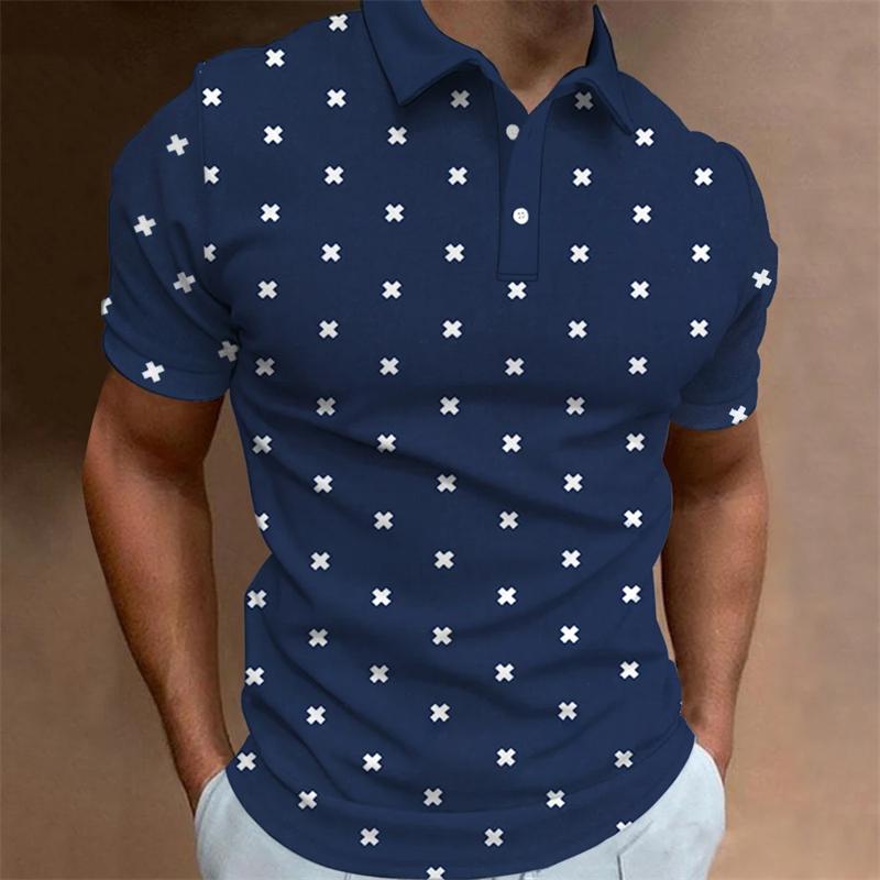 Fashion Mens Polo Shirt Short Sleeve Anchor Patter Mens Designer Clothes Causal Short Sleeve Button Lapel Polo T-shirts Apparel