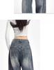 Unisex American Retro High-Waist Wide-Leg Jeans: Spring & Autumn, Loose, Slimming, Drapey, Floor-Length Straight-Leg Style.
