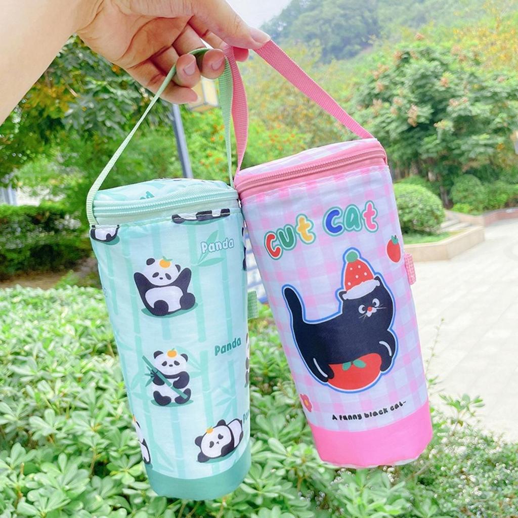 Portable Milk Tea Tote Bag Heat Preservation Pouch Carrying Insulated Cup Cover Umbrella Bag Handbag Camping Drinkware Accessories
