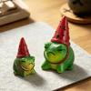 Whimsical Frogs Sculpture Decors With Colorful Party Hat Resin Animal Figure For Garden Yard Lawn Desk Or Gift Giving
